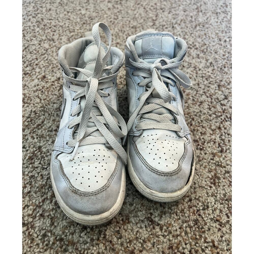 Girls Air Jordan Sneakers, Size 1.5, Lt Blue/White, High Top - Picture 2 of 7
